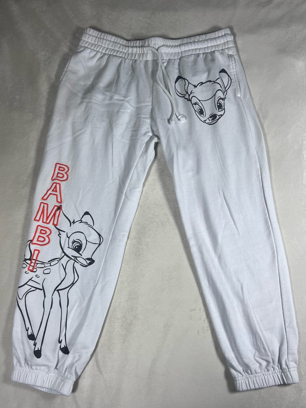 Disney Bambi Sweatpants Size L (11/13) Juniors Bambi's Orange logo Joggers